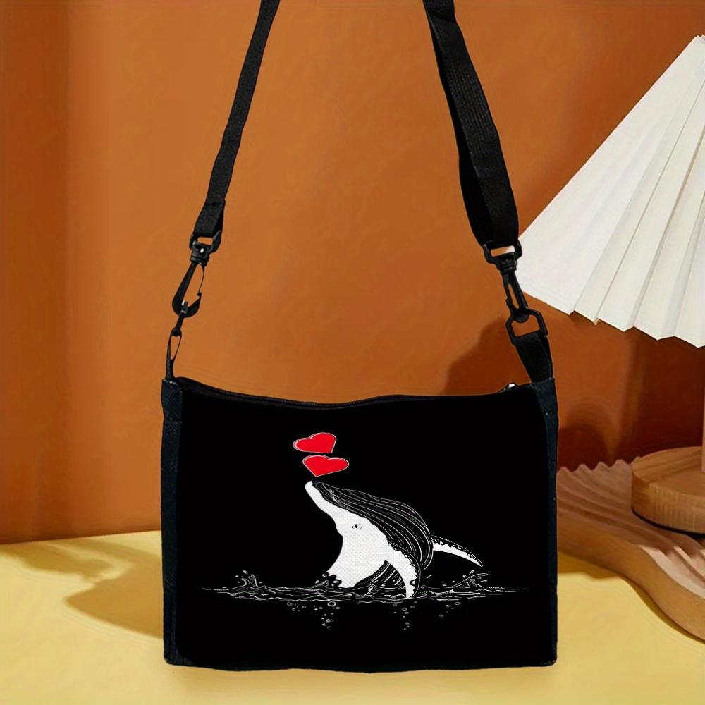 Protect whales, love sea animals, rescue hearts, tote bags, messenger bags, fashionable shoulder bags, daily light commuter bags 6.17