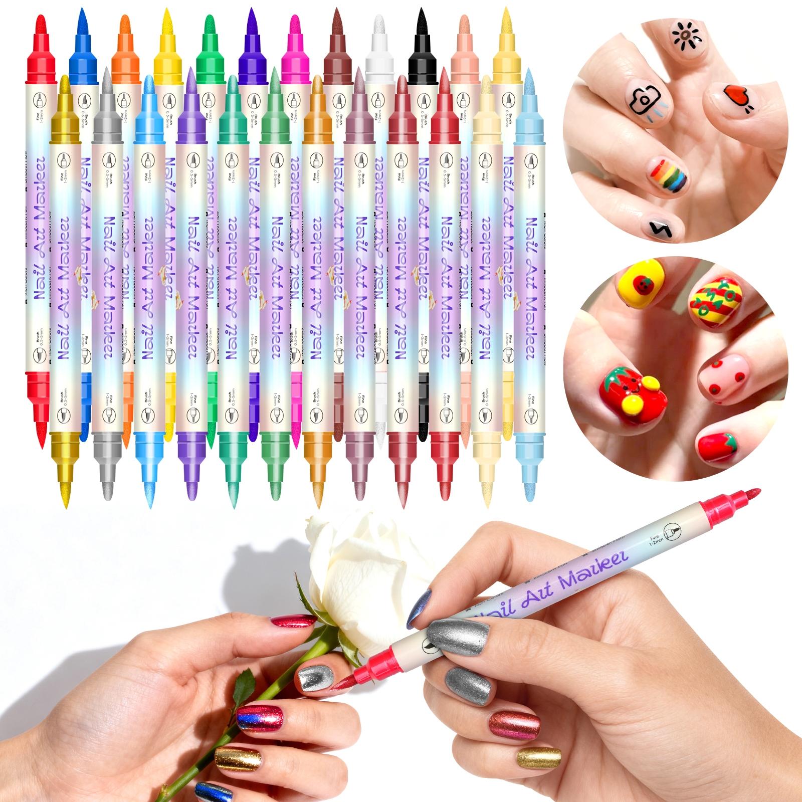 Nail Markers For Nail Art, 12/24 Colors Nail Art Pens Set, Diy Nail Art Marker, 3d Nail Polish Pens, Dry Nail Art Nail, For Art Drawing Painting Point Dotting Manicure Tools Nail Design