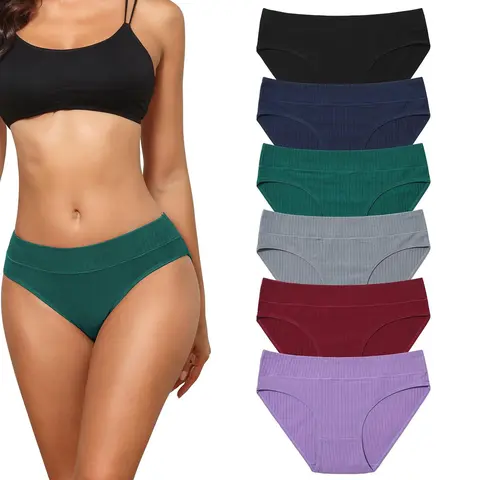 LEVAO Women's Mid-Rise Cotton-Spandex Plus-Size Cotton Cheeky Hipster Briefs - Soft Comfy Breathable Everyday Wear Panties, 6-Pack Color Mix Soft Comfy Underwear, Solid Color Knicker, Black-6pcs Comfortable Underwear,sohochic