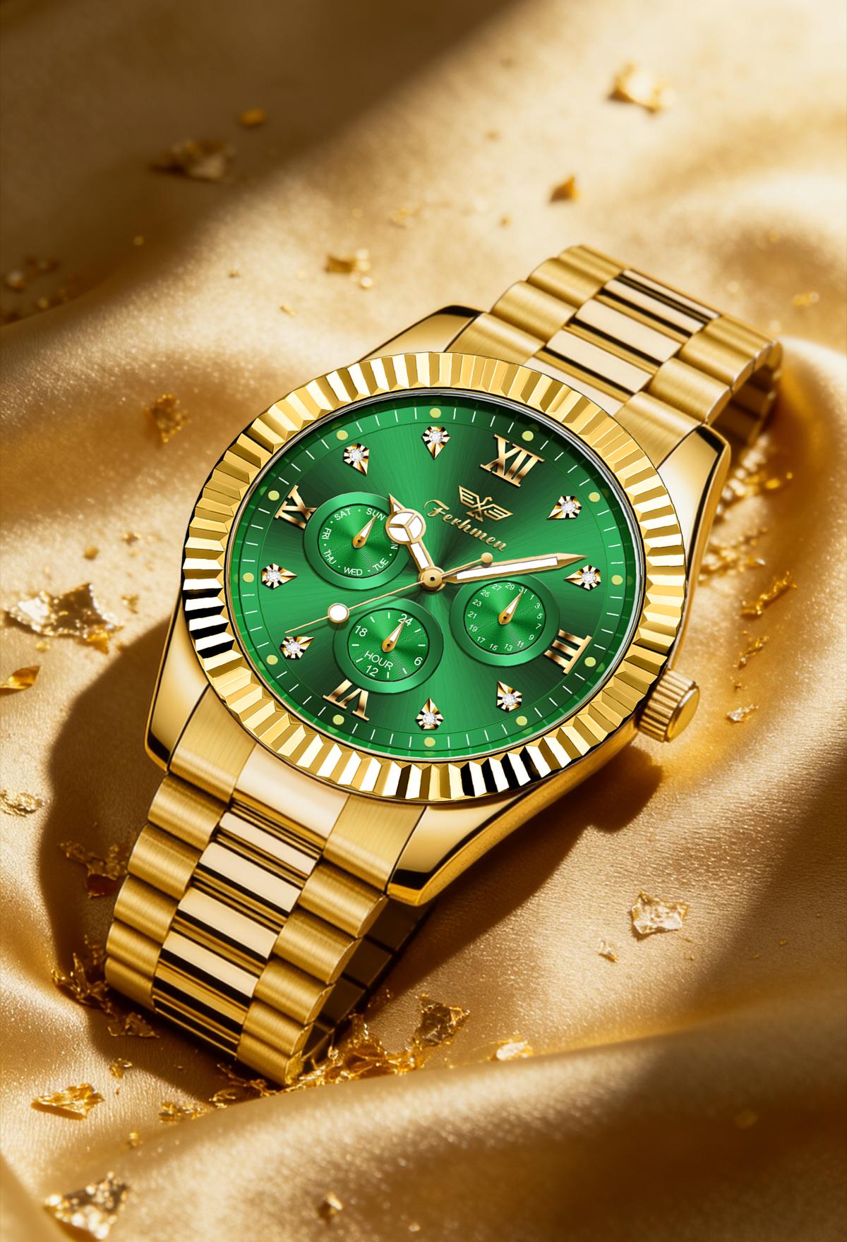 Ferhmen Men's Luxury Business Watch | Round Dial Mechanical-Quartz Timepiece | Stylish Dress Watch for Parties & Daily Wear | Premium Gift Box | Best Birthday Gift for Men 2026