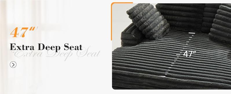 (2 Packages)APICIZON 53"Oversized Chaise Lounge Chair,Fluffy Cozy Sleep Couch with 4 Pillows,Modern ‌Full Size Sofa for Bed Room/Living Room for Rest