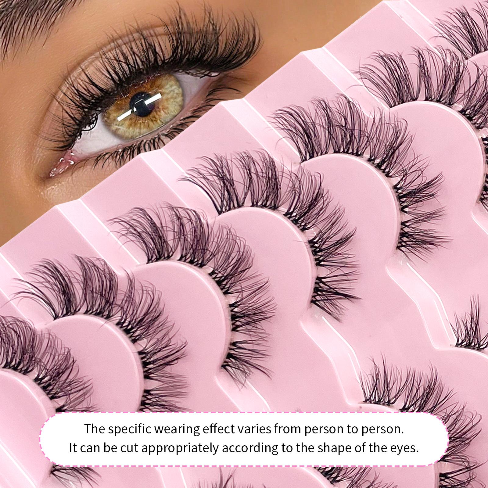 7 Pairs False Eyelashes Fluffy Natural Look Lashes With Clear Band Faux Mink Lashes Fake Eyelashes Three-Dimensional Strip Lashes For Daily Wear Cosmetic