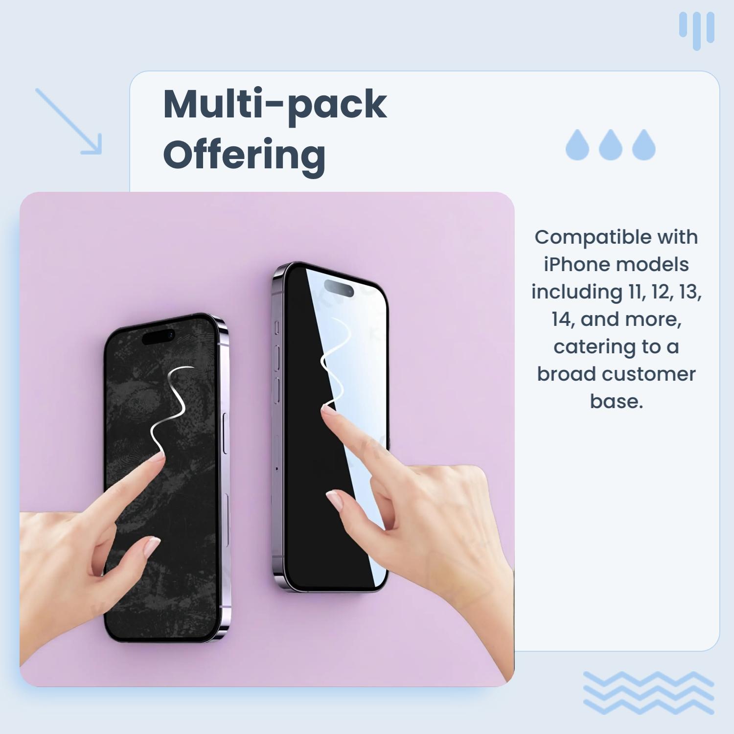 KAYKWONG'S Anti-Spy Tempered Glass Screen Protector, 3 Counts HD Privacy Phone Screen Protective Films, Phone Screen Tempered Glass Film Compatible with iPhone 6/7/8/XR/11/12/13/14/15 Pro Max/15 Plus/16/17 Air Series Accessories, Smartphone