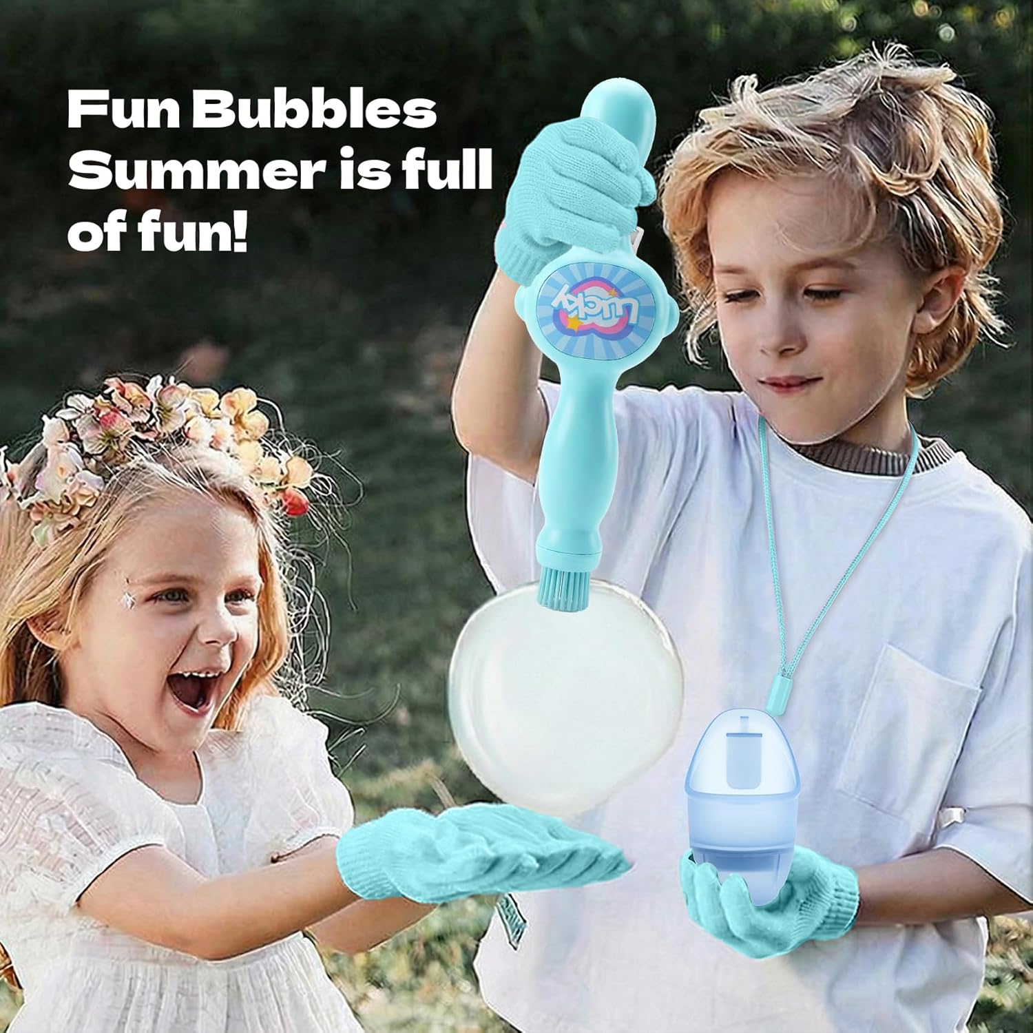 Fog Bubble Machine Rechargeable Automatic Electric Smoke Bubble Machine Magic Smoke Bubble Maker Colorful Lights Music Elastic Bubble Fog Wand Magic Interactive Fog Bubble Maker for Kids Parties Beaches Summer Easter Basket Stuffers with a 70ml Bubble So