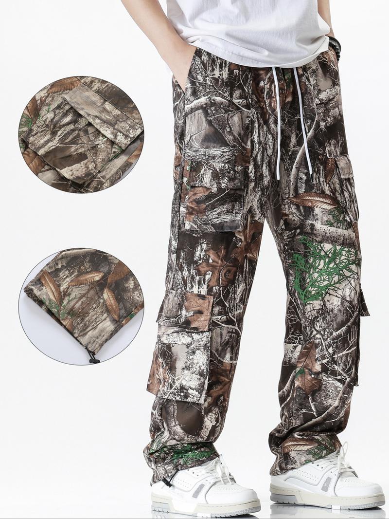 Men's Camo Print Pants, Casual Comfy Multi-pocket Trousers for Daily Wear, Fashion Men's Bottoms for Spring & Fall
