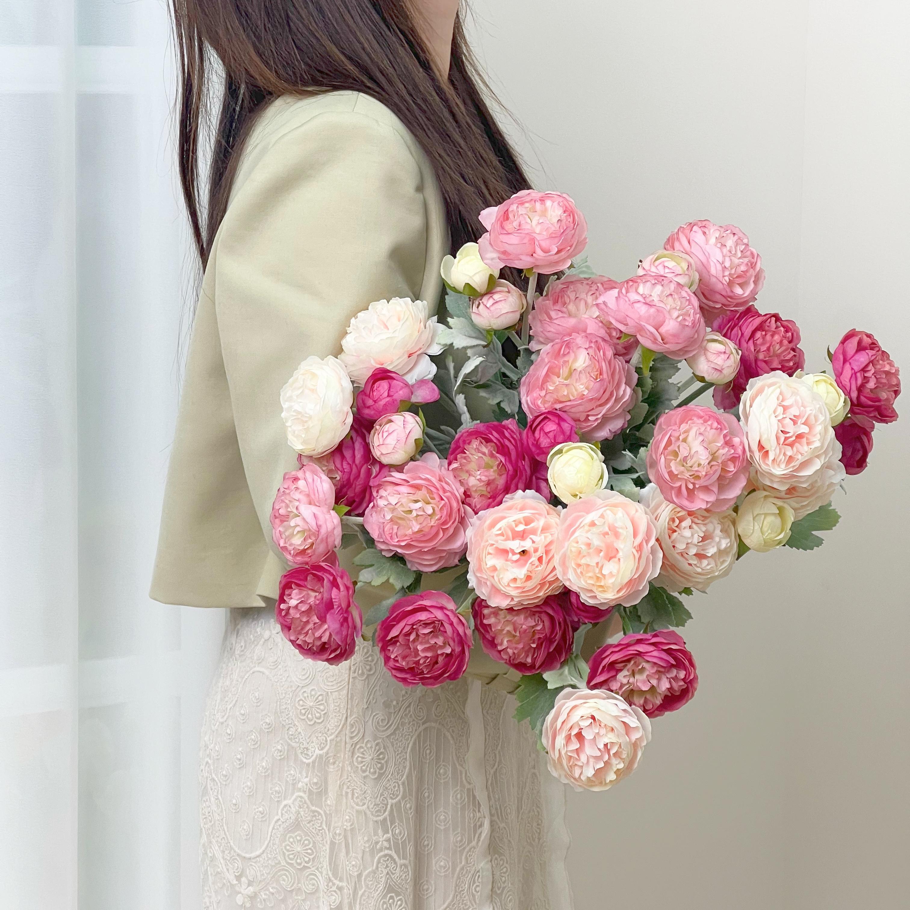 Molilito Peony Bouquet — 20 Stems (≈60 Heads), 50 cm, Bendable Stems for Wedding & Home Décor (Vase Not Included)