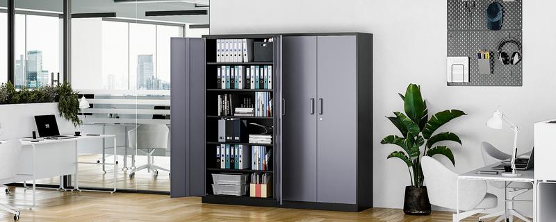 Letaya Metal Storage Cabinet with Lock Door and 5 Shelves, Steel Garage Tool Cabinet for Home Office Utility Room 72" H X 36" W X18 D