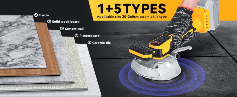 Tile Vibration Leveling Machine Compatible with Dewalt 20V Li-ion Battery, Battery NOT Included, With 8 Adjustable Speed, Suction Cup, Digital Display for Floor Tile Wall