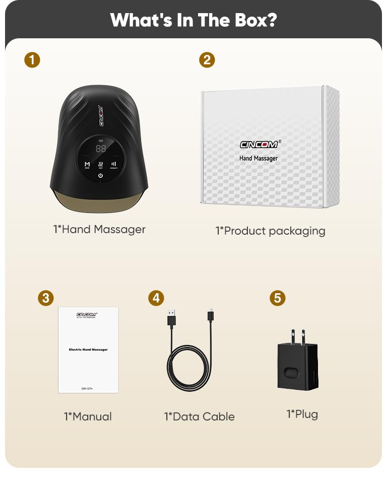[Pro Model] CINCOM Hand Massager Pro for Enhanced Comfort and Relief, 4 Modes 4 Intensity 6 Heat Levels, Portable and Cordless, Advanced Airwave Technology and Sleek Design, Touchscreen Display, Perfect Gifts for Family, Friends, Enjoy it Anytime Anywhere