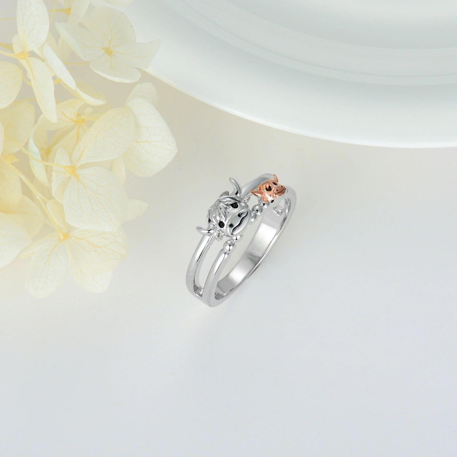 Personalized Highland Cow Ring 925 Sterling Silver Statement Rings Gift For Women Girls Springtok Outdoorfun