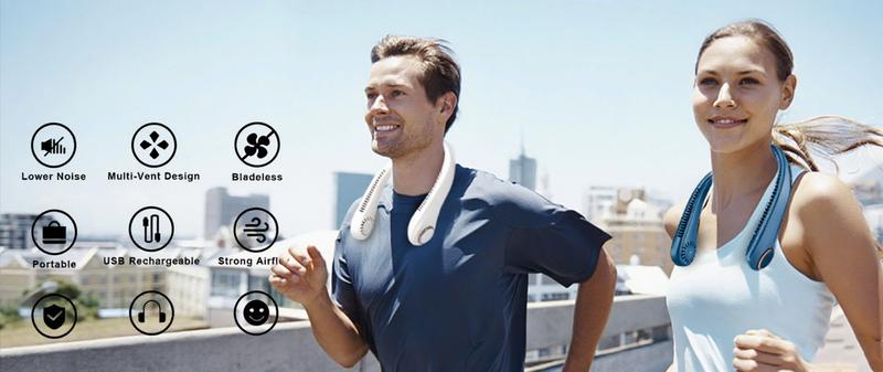 Portable Personal Neck Cooling Rechargeable Bladeless Fan - Hands Free 3 Speed 4000 mAh Battery USB Operated Wearable Headphone Design360° Airflow,3-16 Running Hours, Birthday Gifts for Men Women - for Men Women Outdoor Indoor (White)