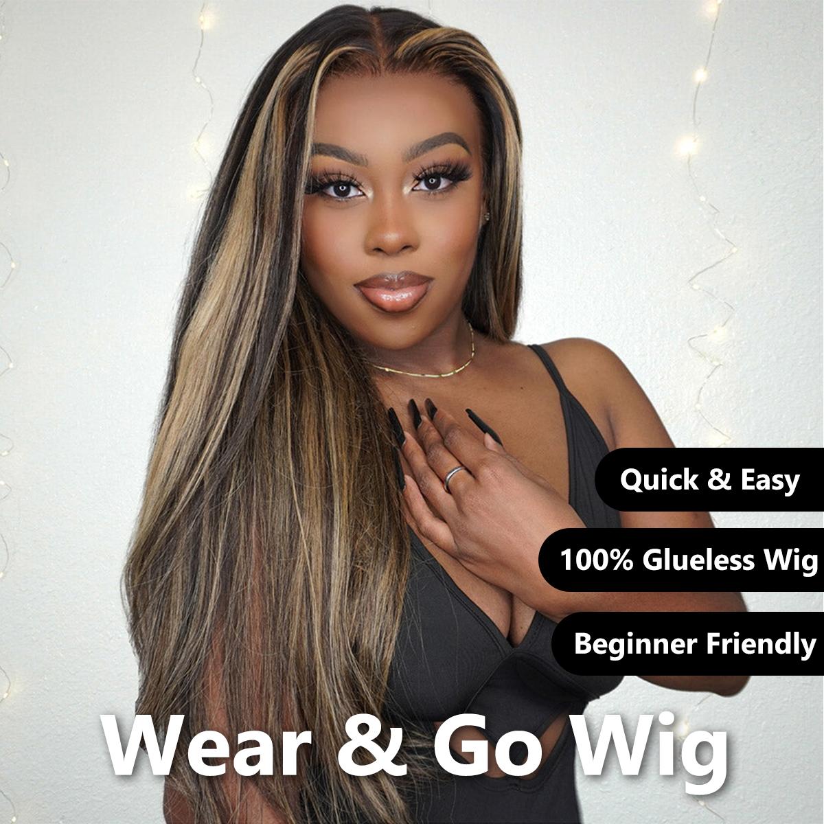 Mscoco Hair Balayage Honey Blonde Highlight Human Hair Wig Glueless Pre Cut 6x5 Wear And Go 1B 22 Body Wave HD Lace Wig