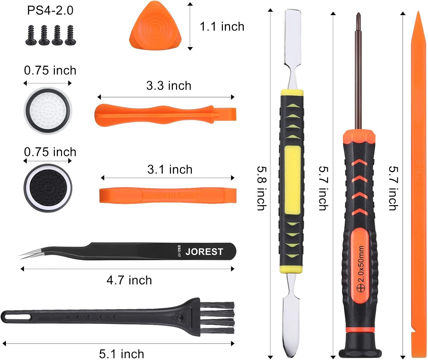 JOREST Cleaning Repair Tool Kit for PS5, PS4, PS3/4/5 with Phillips & T8 Torx Security Screwdriver Set, Console, Accessories, Crowbars & Tweezer JOREST Cleaning Repair Tool Kit for PS5, PS4, PS3/4/5 with Phillips & T8 Torx Security Screwdriver Set, Console, Accessories, Crowbars & Tweezer