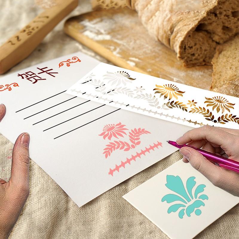 12 Piece Vintage Lace Drawing Templates Totem Cutout Molds, Retro Floral Design Stencils for Crafting, DIY Art Supplies