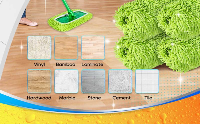 KEEPOW Dry Sweeping/Wet Mopping Cloths for Swiffer Sweeper Mop Deluxe Reusable & Washable Microfiber Mop Pads for All 10 Inches Flat Mop (Mop is Not Included)