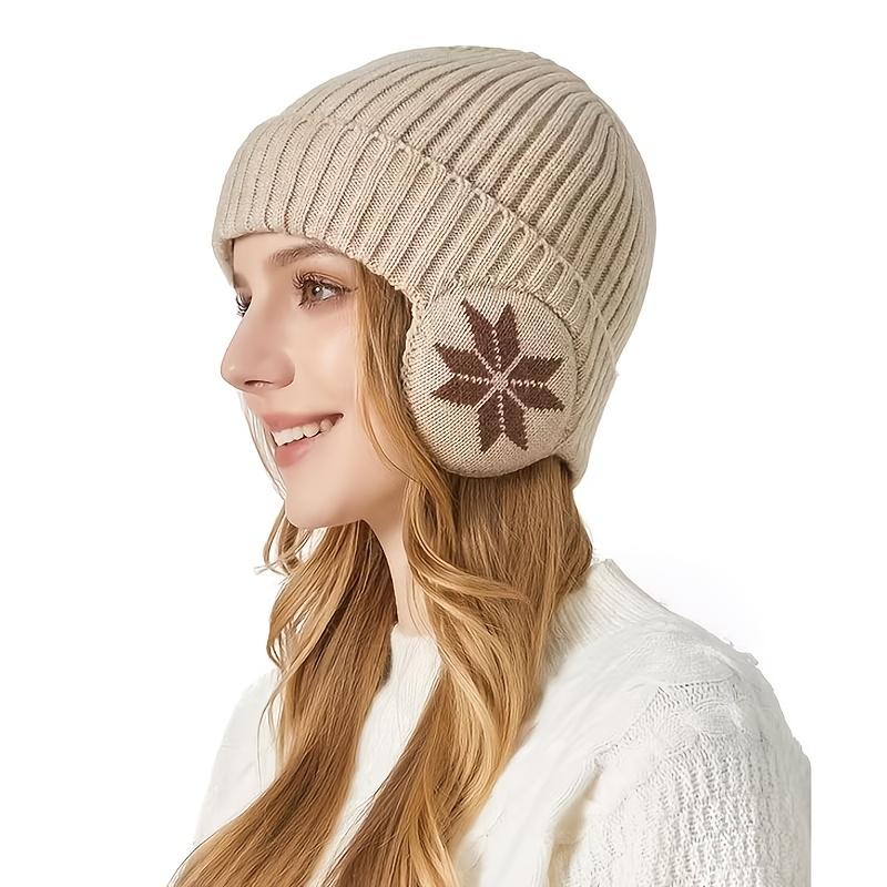 2-Pack Autumn Winter Maple Leaf Knit Beanie Ear Protection Thermal Slouchy Skull Cap Windproof Outdoor Skiing Hiking Hat for Men Women tiktokshopbacktoschool