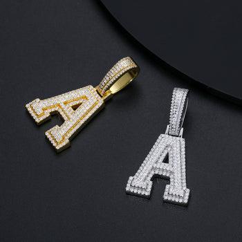 【P351 livestream】UCCIYO 925 Sterling Silver Synthetic Moissanite A-Z 26 Alphabet Pendant Necklace for Men and Women Hip Hop Exquisite Jewelry Gift