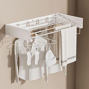 Wall Mounted Laundry Rack, Collapsible Clothes & Drying Rack for Indoor &, 60 lb Capacity, 31.5' Wide, 13.5 Ft, White