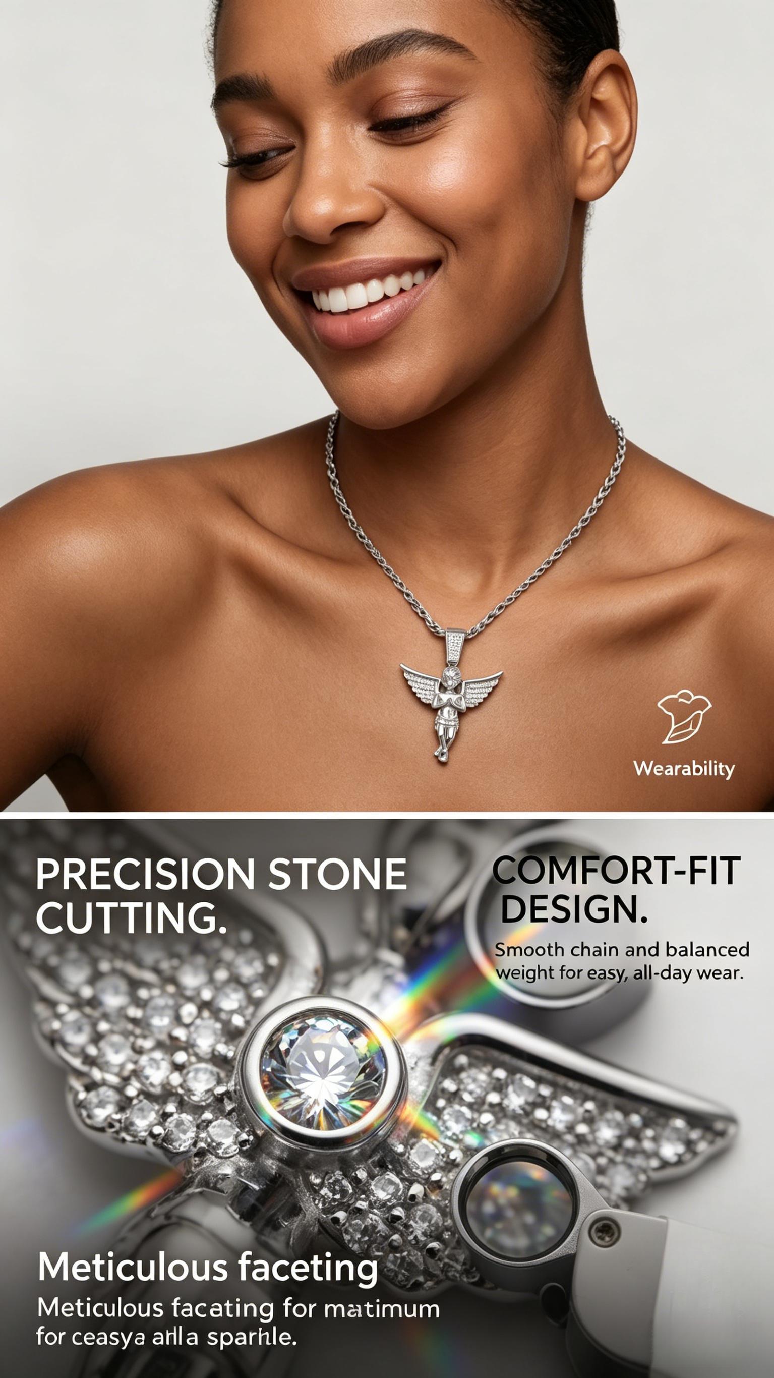 Premium Angel Pendant Necklace, Durable Alloy Construction for Daily Use