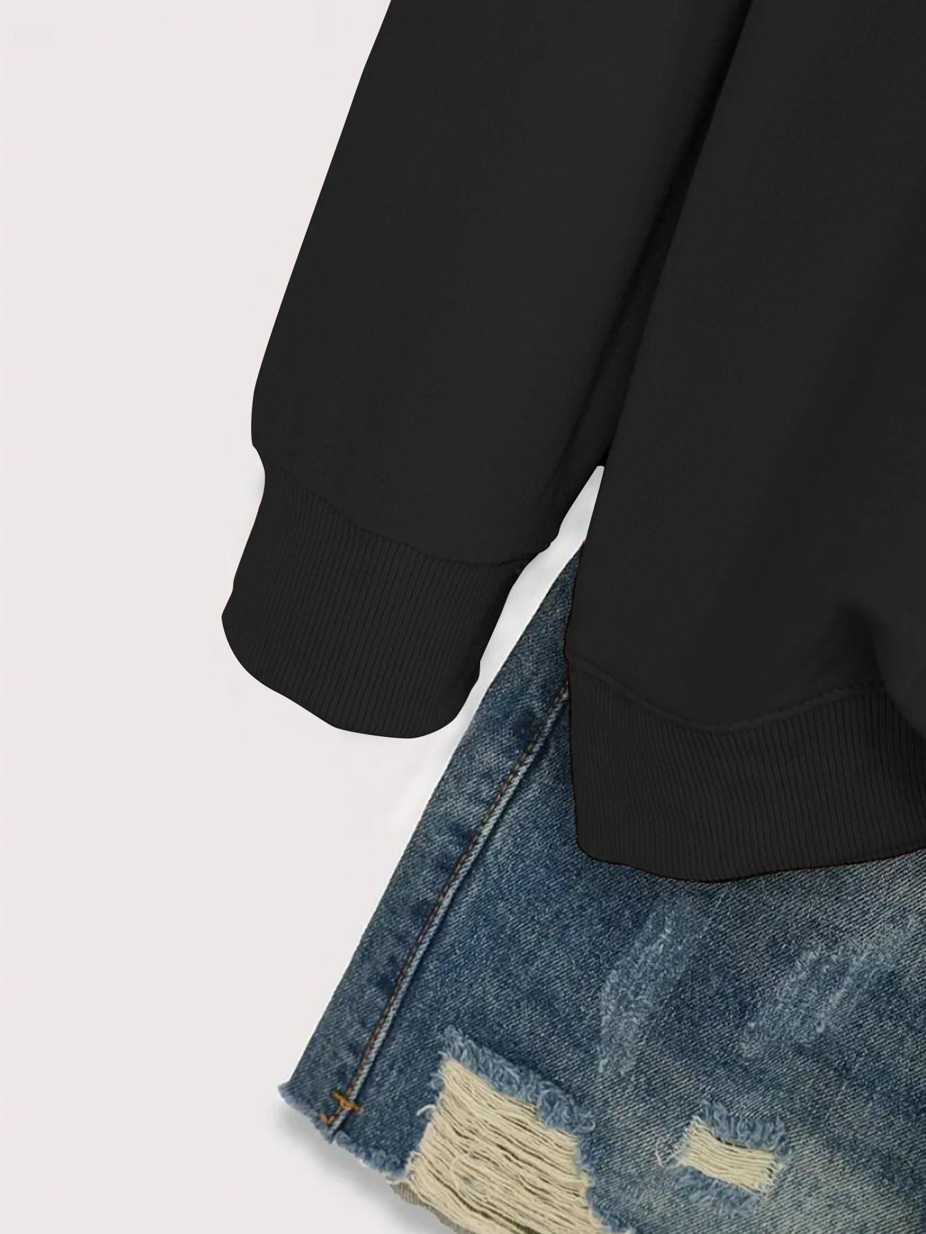 Women's Casual Expression Graphic Pullover Sweater, Soft Long Sleeve Round Neck Sweatshirt, Comfortable Daily Wear, Womenswear