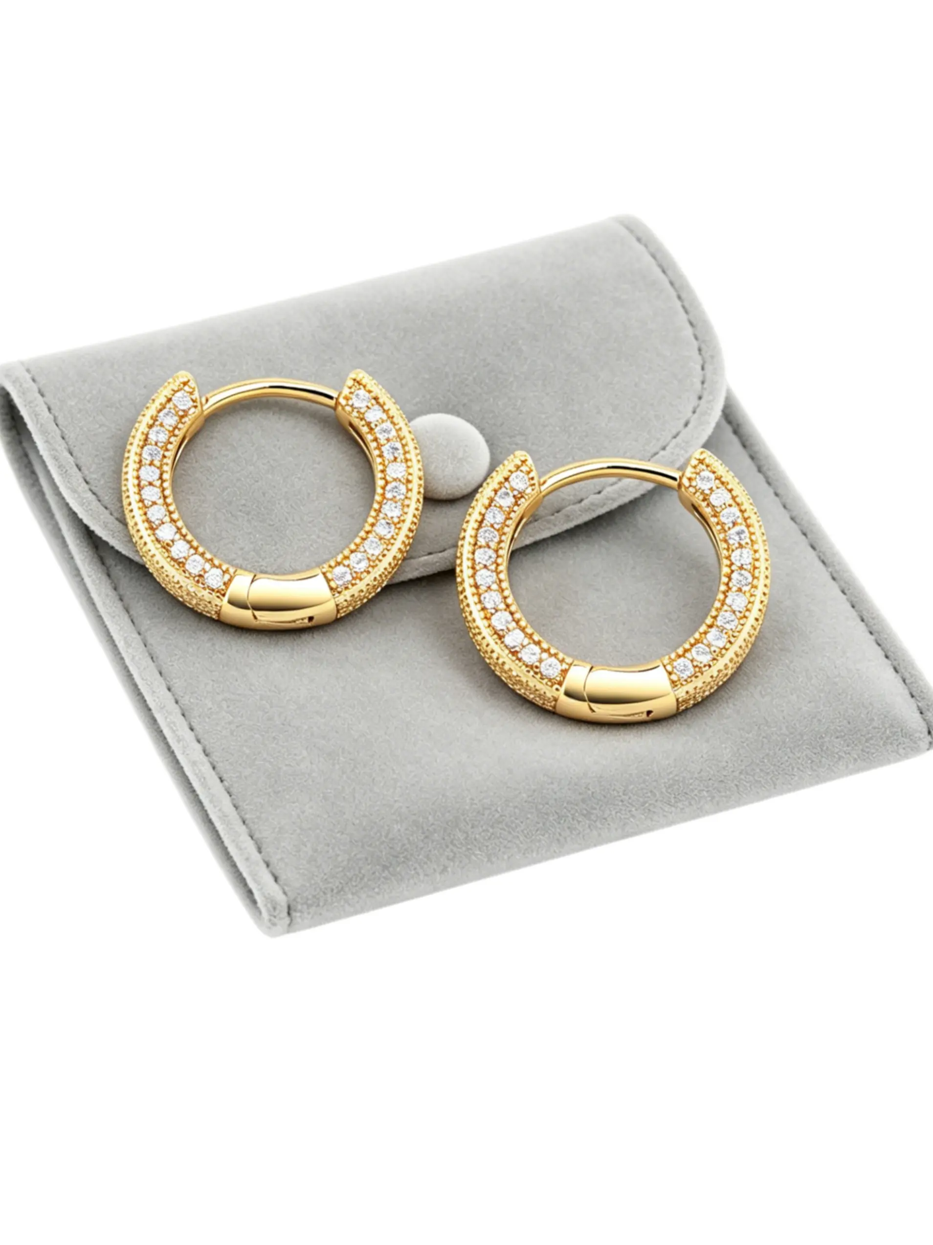 Huggie Hoop Earrings for Women, Full Pave Zircon, 14K Gold Plated & Silver Tone, Daily Party Jewelry, Mother’s Day Holiday Gift