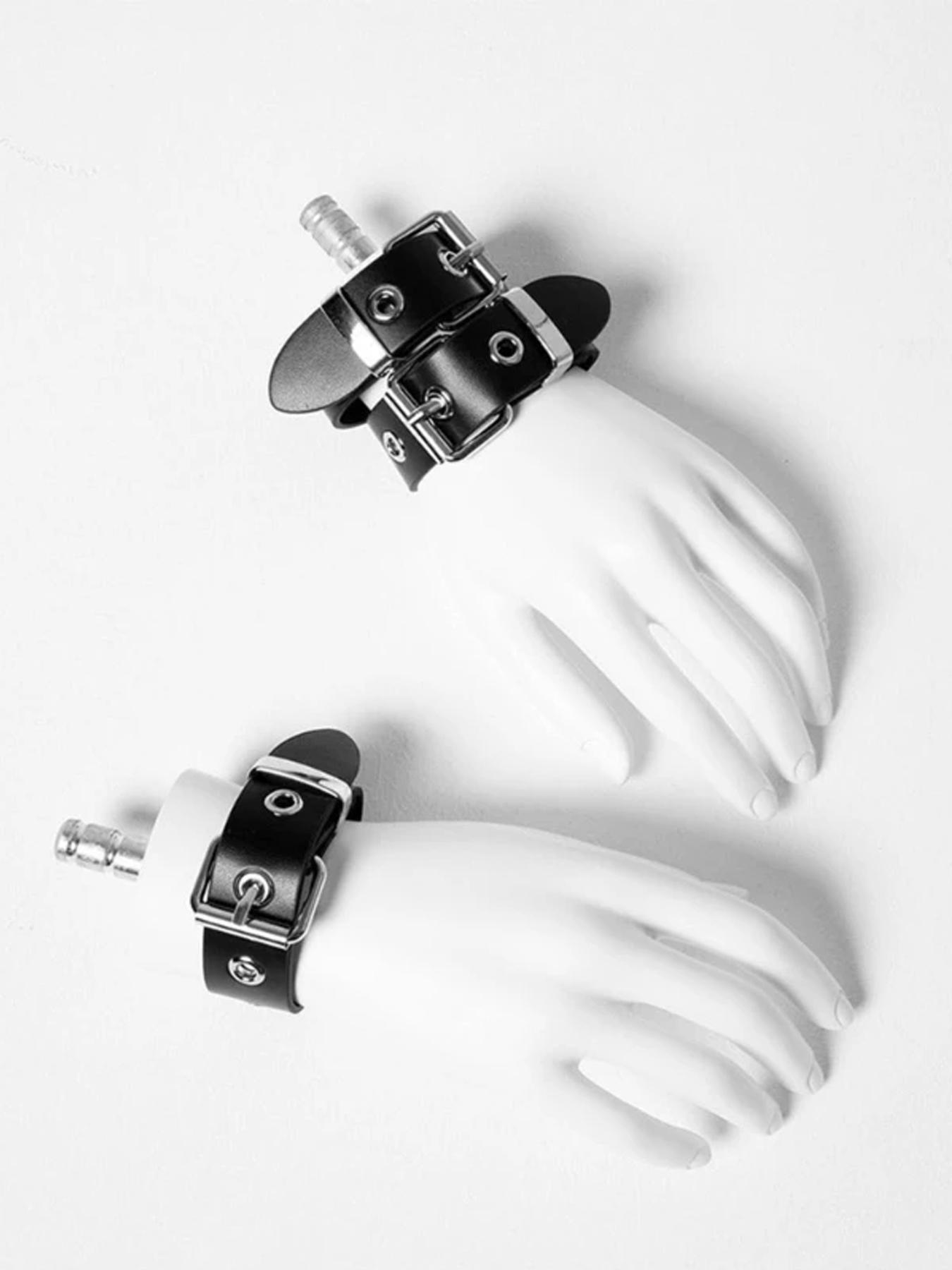 Vintage Punk PU Leather Wide Belt Bracelet, Dark Style Adjustable Wristband, Unisex Street Fashion Party Accessory, Couple Jewelry