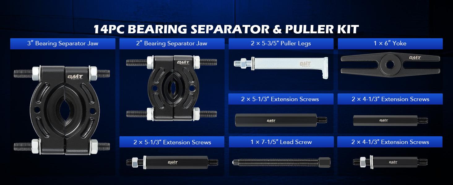 Orion Motor Tech 38pc 2-in-1 Bearing Press Kit, Front Wheel Bearing Removal Kit with Sliding Screws Sleeves, 5 T Wheel Bearing Separator Puller Set with 2" & 3" Jaws, Bearing Puller Tool Set with Case Repair Toolkit, Limited Time Deal