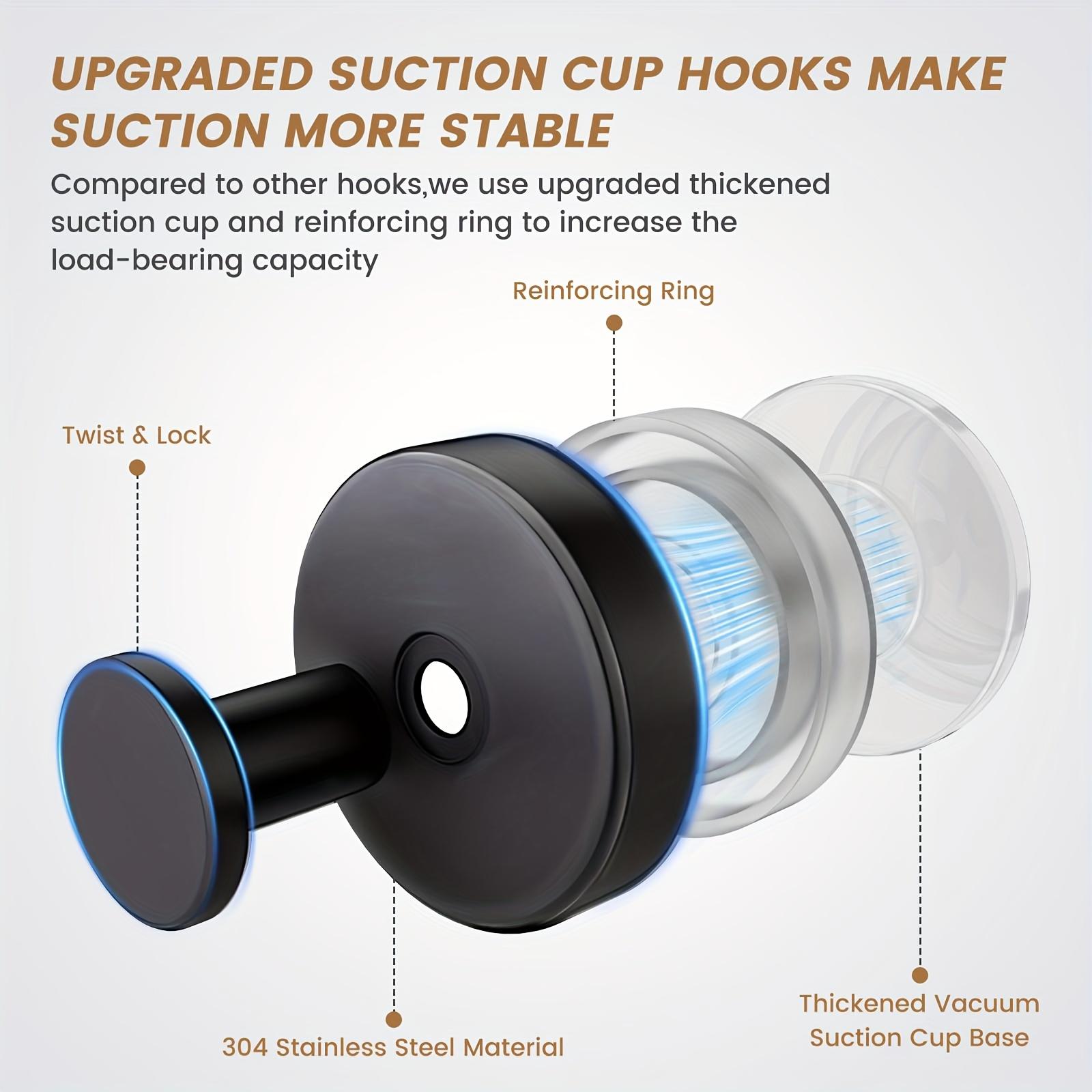 Suction Cup Stainless Steel 304 Hooks for Bathrooms And Kitchens, Suitable for Smooth Surfaces Like Glass, Mirrors, Ideal for Bathroom Organization, Storing Bath Balls, Bathrobes, And Coats