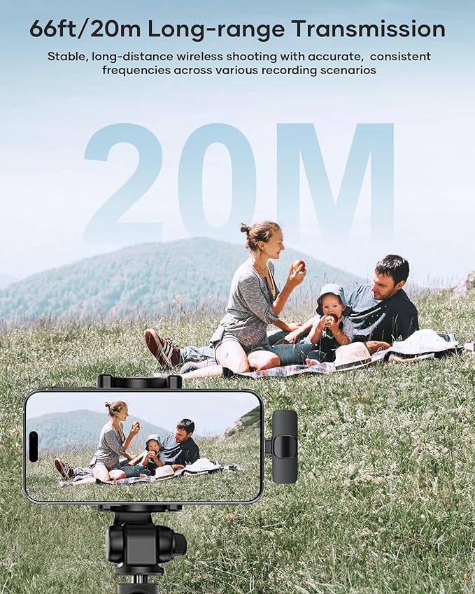 2 Pack Lavalier Microphone for iPhone iPad and Android Phone, Lapel Mic Plug and Play Wireless Mic Noise Reduction Mini Microphone for Video Recording Interview Podcast Vlog YouTube Tiktok