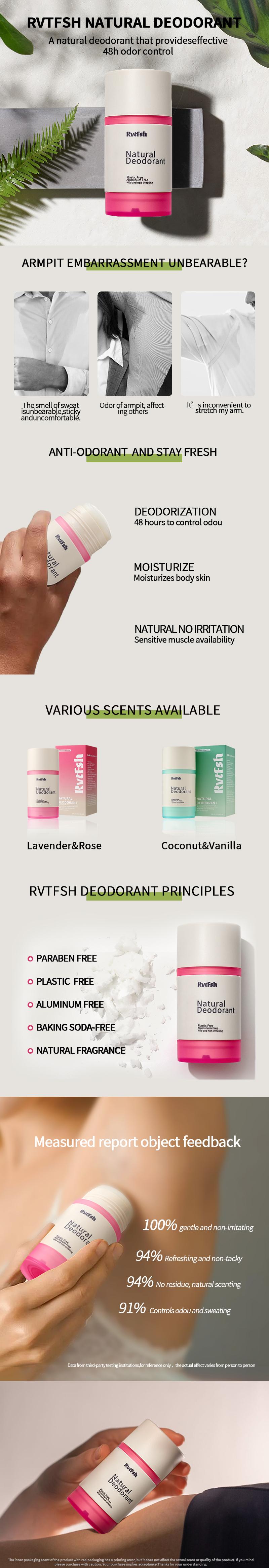 RVTFSH Deodorant | ExtraStrength Natural Deodorant for Women& Men | Aluminum Free Lavender & Rose 2.65 0z. Body Care Cosmetic Secret Deodorant