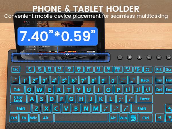 SABLUTE KC782 Large Print Backlit Keyboard, USB Wired Computer Keyboard with Backlight Memory Function, Wrist Palm, 7-Color Lighted Office Home Keyboards,Light Up Keyboard for Windows Desktop, Laptop, PC,back to school,back to school haul