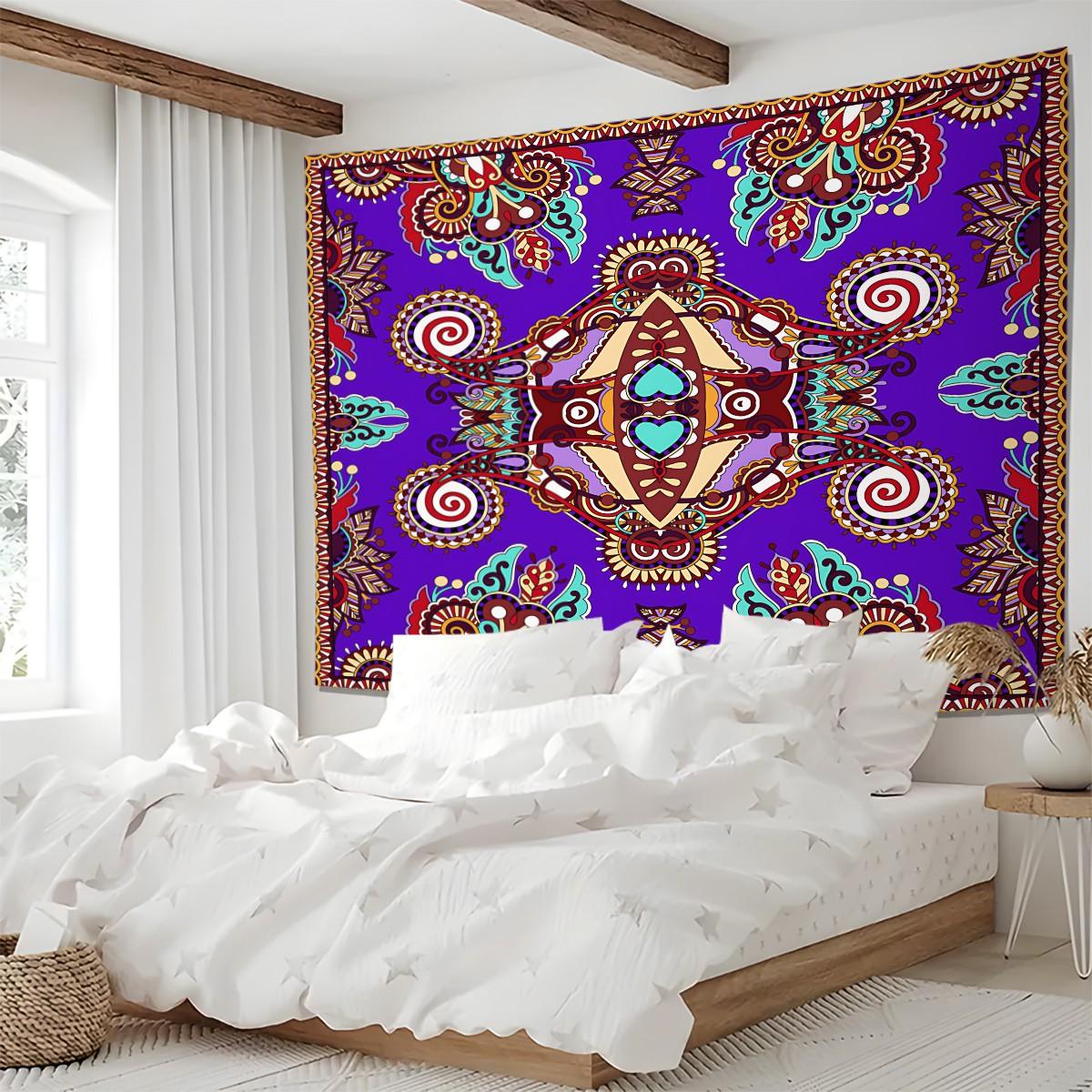 1Pcs Boho Paisley Printed Tapestry, Vintage Ethnic Style Wall Hanging, Soft Durable Decorative Tapestries, Vibrant Digital Print Art Tapestrys, Ideal for Living Room, Bedroom, Dorm, Studio, Home Wall Decor