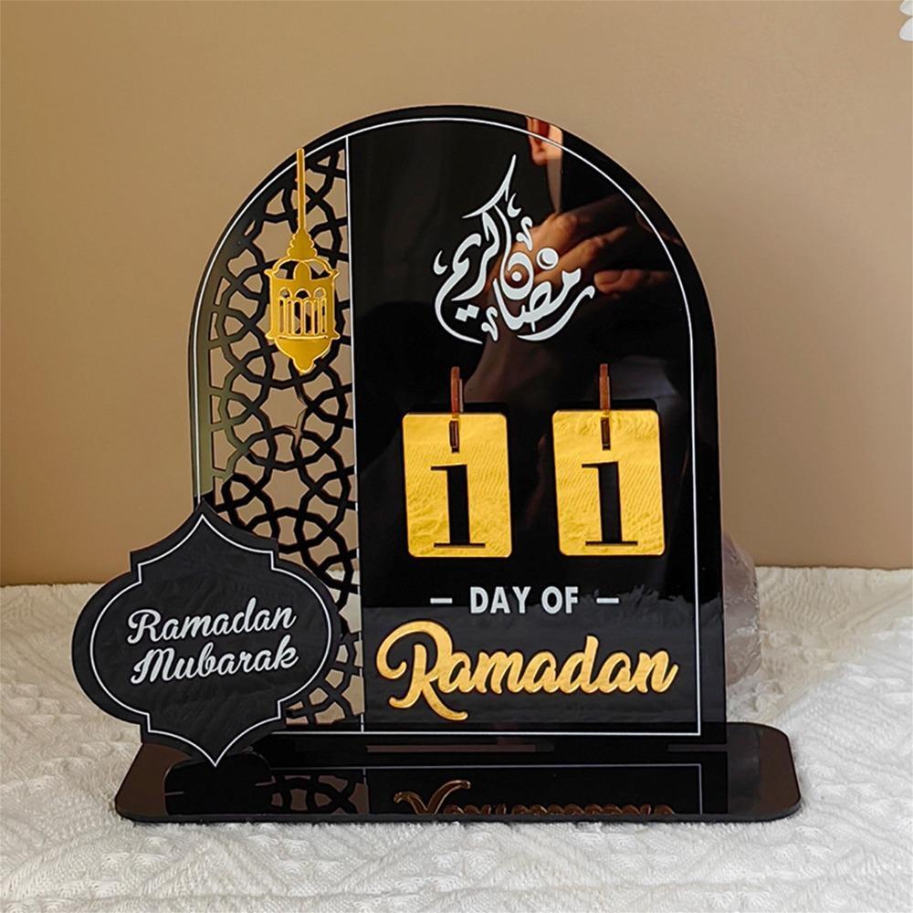 Ramadan Acrylic Countdown Calendar - Tabletop Eid Mubarak Advent Decor for Home & Indoor Ramadan/Eid Celebrations