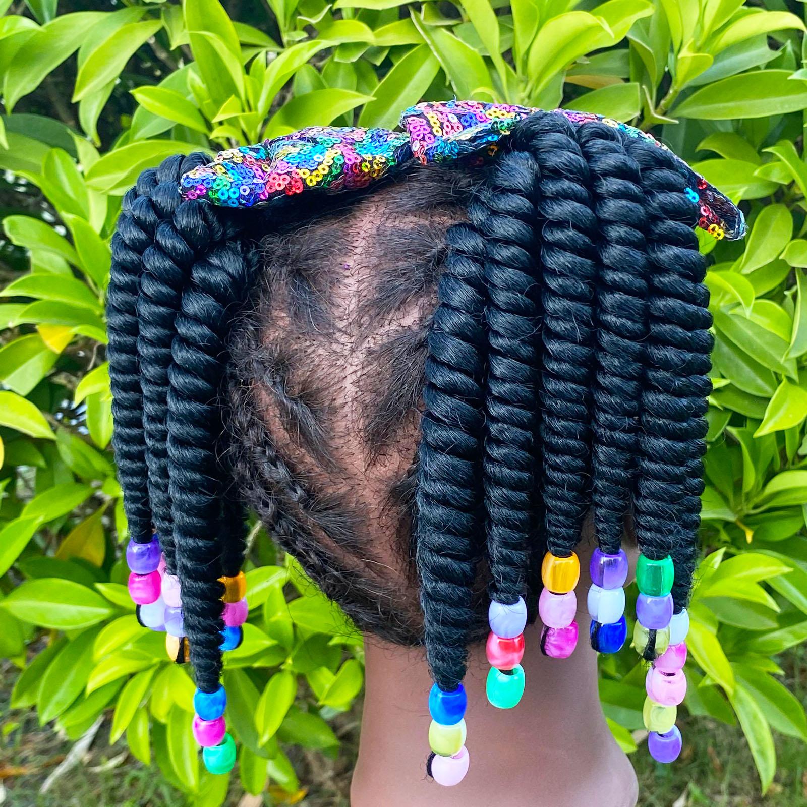 Set of 2, Braids Ponytail Extension with Beads,  Hair Extensions with Bow -Easy to Install, Good Choice to Dress Up, Gift for Girl Princess Braided  party city  Wig hair extensions movie clip hair extensions girl hair clip braiding hair Beaded ponytails,s