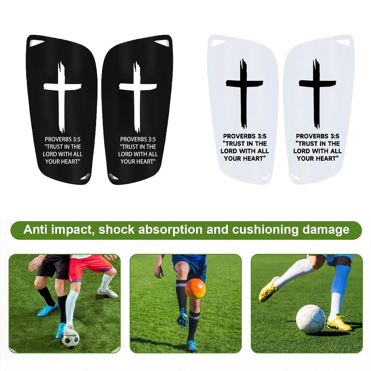Bible Cross Leg Guards, High Elastic Buffer Material, Shock Absorption, Full Protection, Ergonomic Design, No Rubbing, Ideal for Soccer