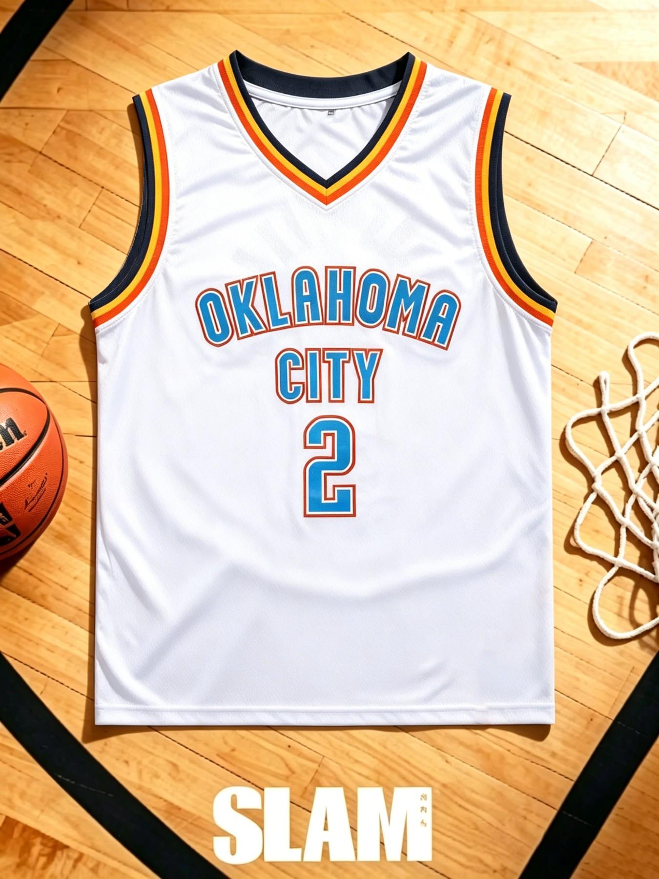 Men's Letter & Number 2 Embroidery Basketball Jersey, Loose Casual Breathable Quick Drying Basketball Vest, Basketball Clothing for Outdoor Sports Jersey Shirts, Sports Top, Embroidered Basketball Jersey