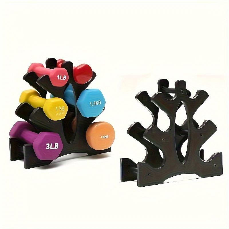 Black ABS three-layer dumbbell rack, suitable for finishing weight at home and gym, compact A design, can place six dumbbells on each side, strength workout equipment, exercise workout equipment, Fitness Training Equipment