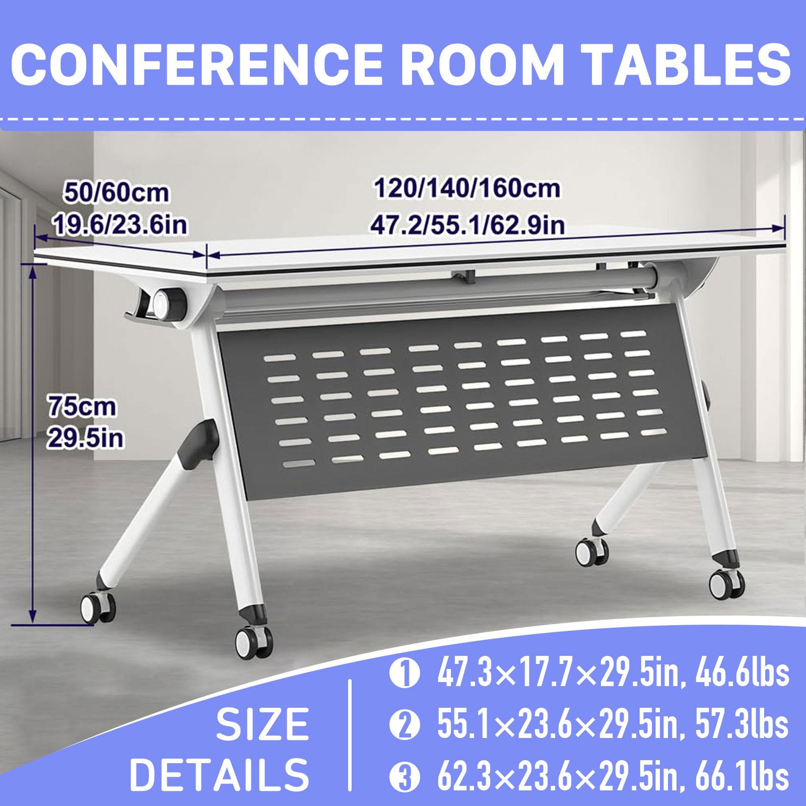 Foldable Rolling (360° Silent Casters), 1 - inch Thickened, Waterproof & Scratch - resistant, Modular Conference Training Table for Multi - scenarios like Conference Room/Classroom