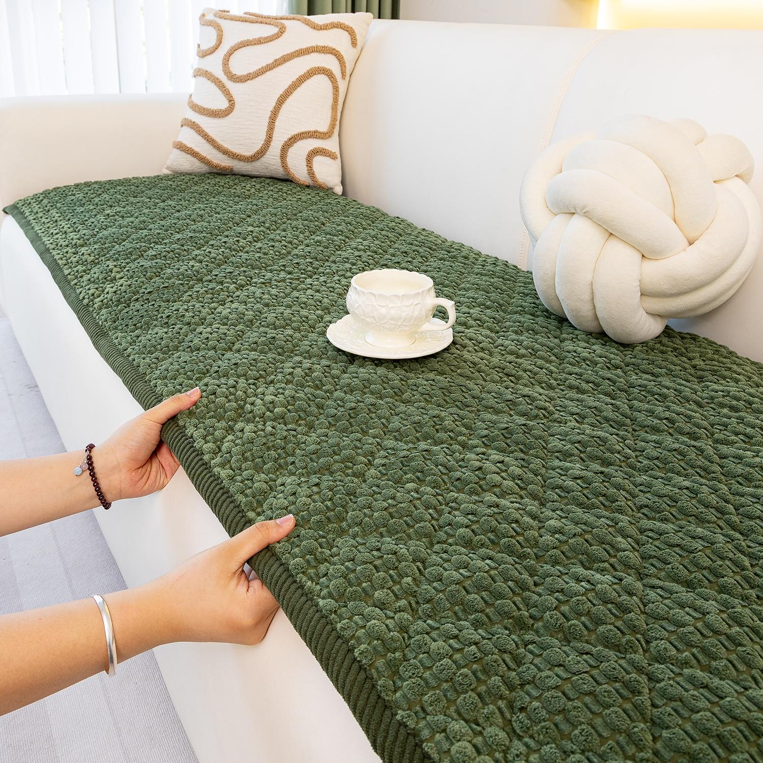 1pc Single Solid Color Bubble Velvet Sofa Pad, Soft Skin-Friendly Material, Pet-Friendly Anti-Slip Design, Machine & Hand Washable, Fits Single to Five-Seater Sofas