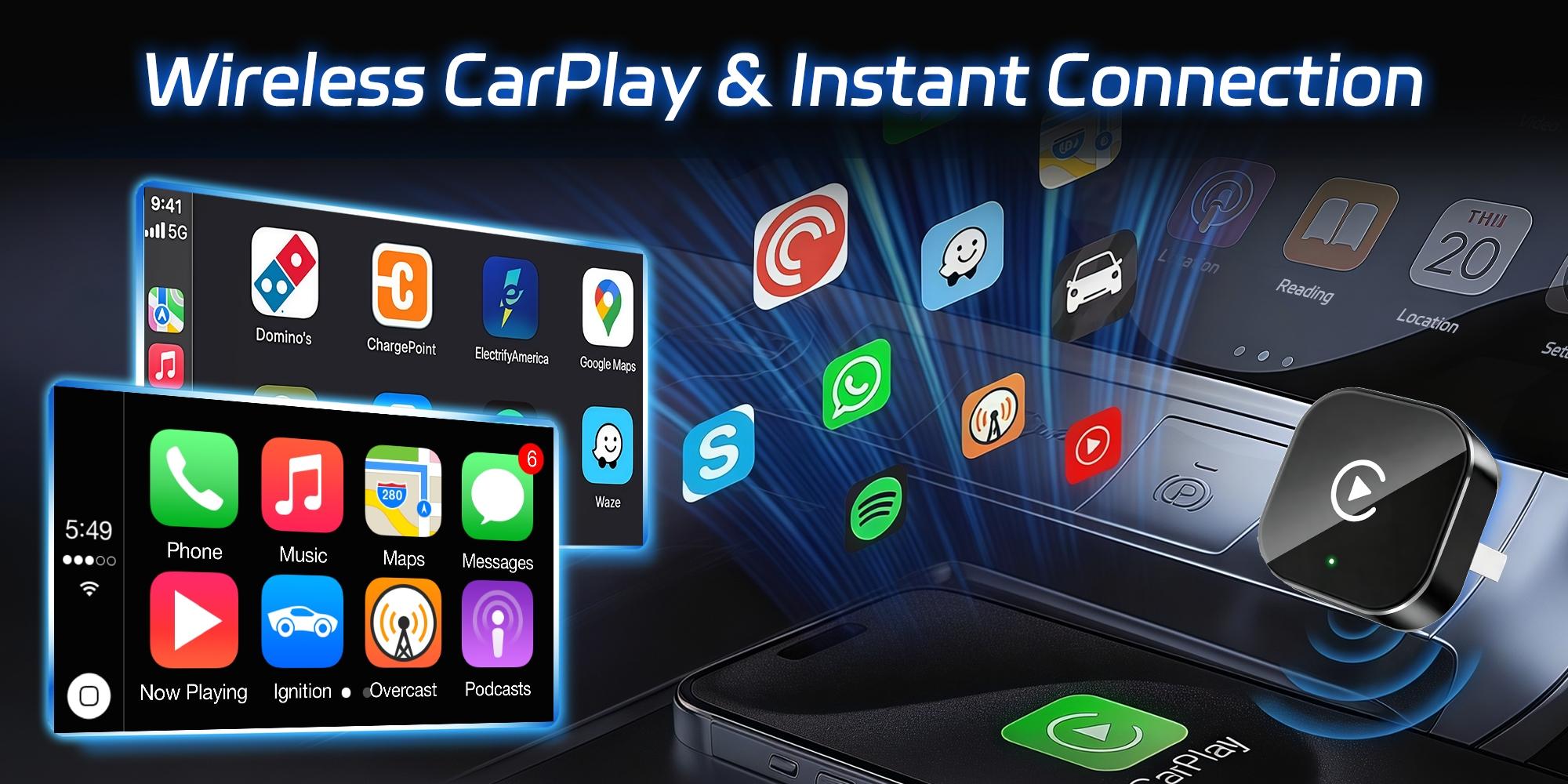 2026 Wireless CarPlay Adapter for iPhone/Android - Fast Connection, No Delay, Hands-Free Calling Wireless Adapter Mini USB Car Design, Apple CarPlay Plug-and-Play, Easy to Use,5.8GHz Dual-Band Bluetooth 5.0, Supports Both USB-A & USB-C Ports, 2026 Wireless CarPlay Adapter for iPhone/Android - Fast Connection, No Delay, Hands-Free Calling Wireless Adapter Mini USB Car Design, Apple CarPlay Plug-and-Play, Easy to Use,5.8GHz Dual-Band Bluetooth 5.0, Supports Both USB-A & USB-C Ports,