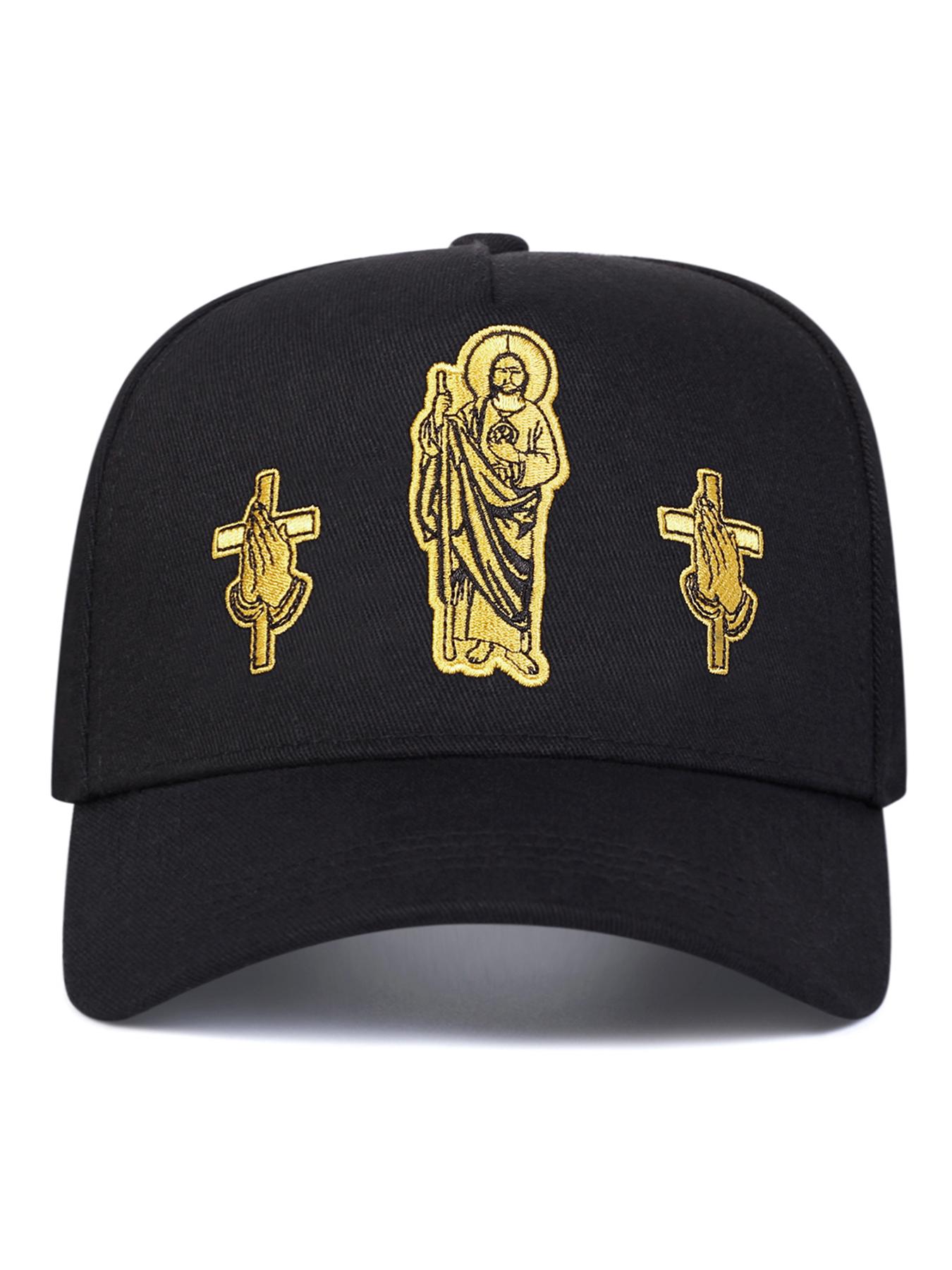 Unisex Jesus Prayer Cross Baseball Hat, Snapback Cap, Adjustable Sun Protection Outdoor Casual Cap, Spring & Fall Travel Beach Vacation Wear