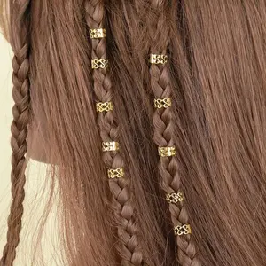 Vintage Gold Hair Cuffs Set Hollow Celtic Pattern Beads for Braids and Dreadlocks Easy to Style for Festivals Concerts and Everyday Edgy Looks Ideal for Adding Bohemian Flair
