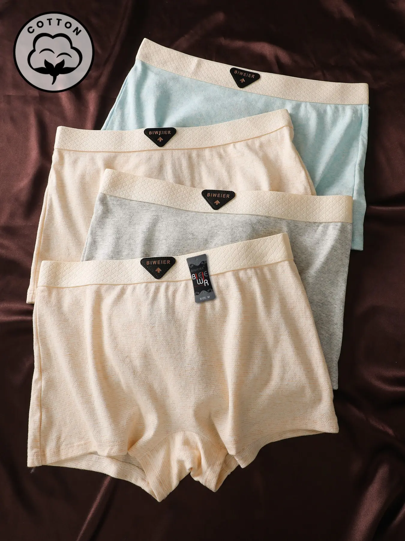 4 Pcs Biweier Women's Plain Cotton Boyshorts, Soft Comfortable, Lightweight Breathable, Ideal for Casual Sports and Home Commute