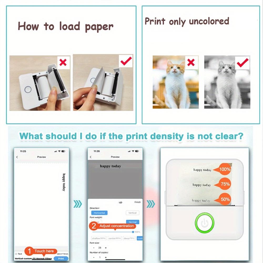 Mini Printer, Thermal Wireless Printer, Inkless Label Printer, Portable Thermal Inkless Sticker Maker,  Small Pocket Printer for Notes& Photo, Memo, Compatible with iOS&Android