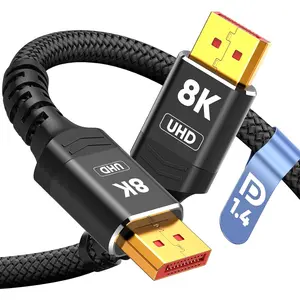 8K 4K DisplayPort Cable 1.4 10FT DP Cord (VESA Certified, 8K@60Hz, 4K@144Hz, 2K@240Hz/165Hz) 32.4Gbps High Speed Display Port Cable for Gaming Monitor HDR/FreeSync/G-Sync Braided Black