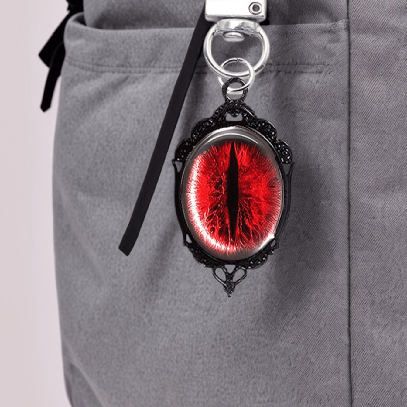 Vintage Gothic Dark Series Alloy Pendant, Fashion Charm Keychain, Blood Gem Demon Eye Pendant, Decorative Accessory for Wallets, Backpacks, Luggage