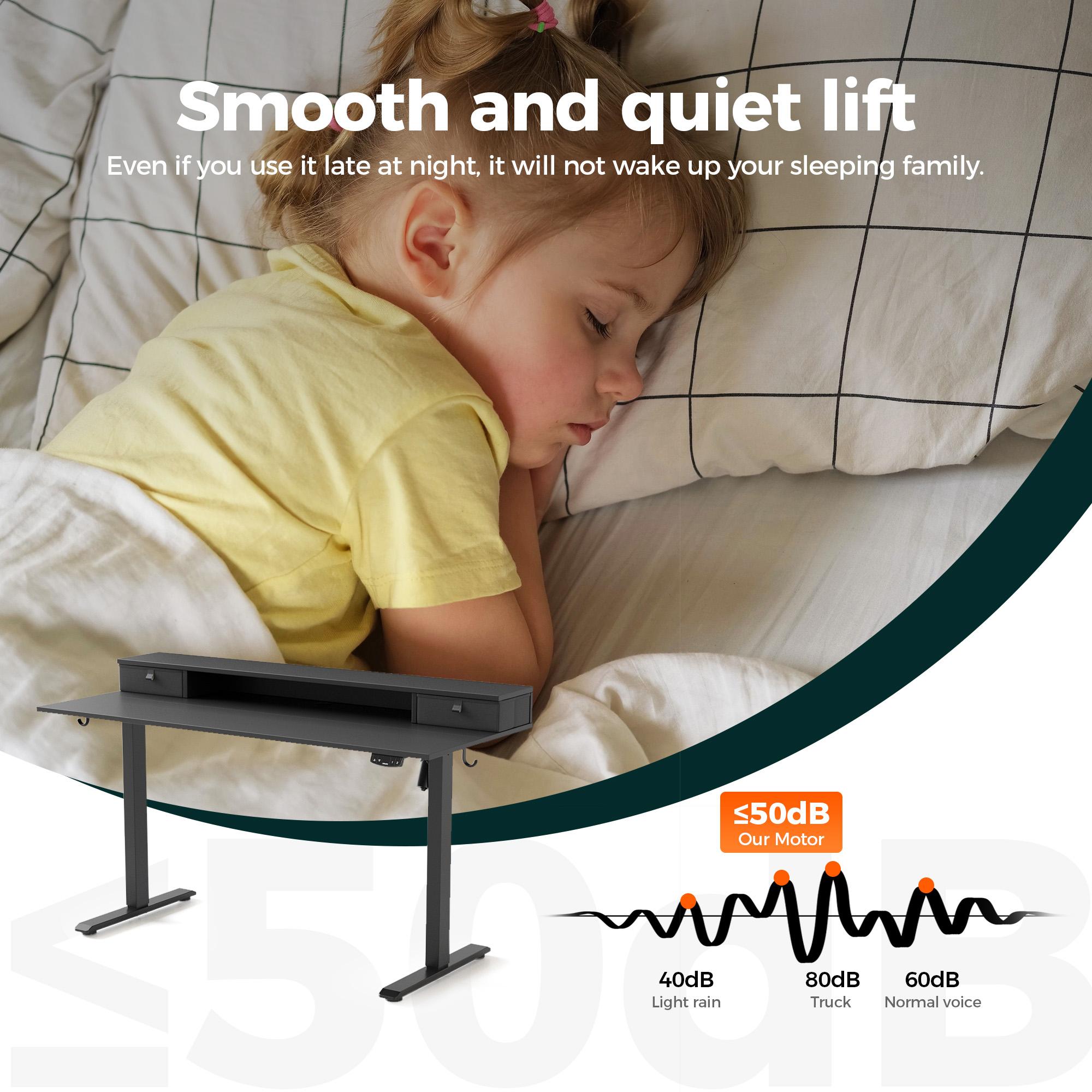 Electric Standing Desk with 2 Drawers, Height Adjustable Desk with 2 Memory Keys, Ergonomic Sit-Stand Computer Desk with Hooks for Home Office Electric Standing Desk with 2 Drawers, Height Adjustable Desk with 2 Memory Keys, Ergonomic Sit-Stand Computer Desk with Hooks for Home Office