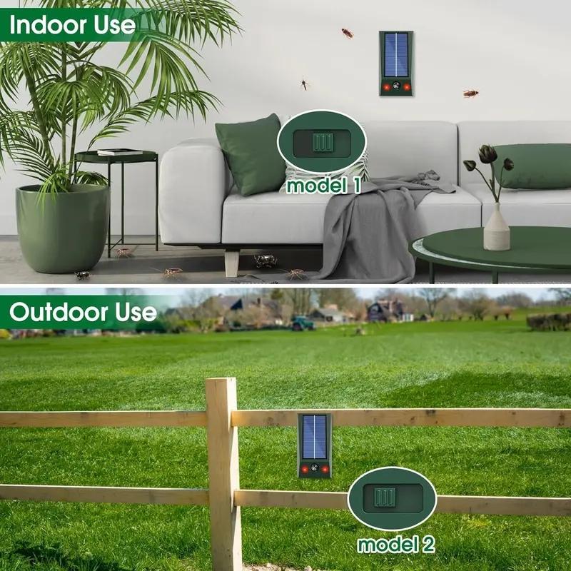 Ultrasonic Animal Repellent, Solar-Powered Cat Deterrent, LED Flashing Deer Repeller, Waterproof Bird Repellent for Gardens and Courtyards