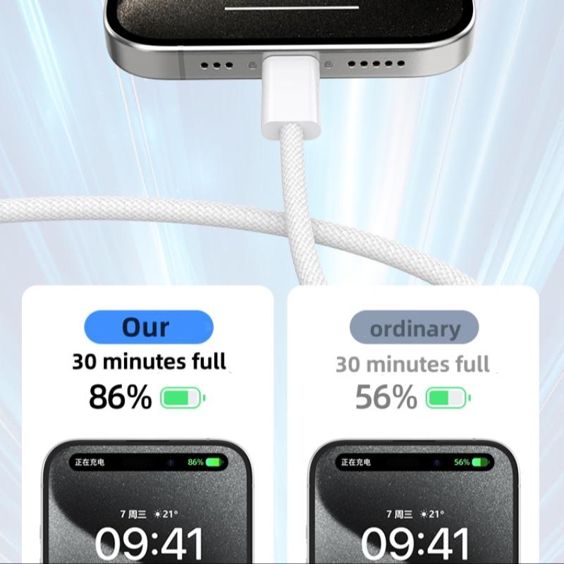 New Type-C Fast Charging Data Sync Cable, 60w Quick Charger, Compatible with iPhone 16 Pro Max/15, Samsung S24, iPad, Macbook, Durable High-Efficiency Data Transfer