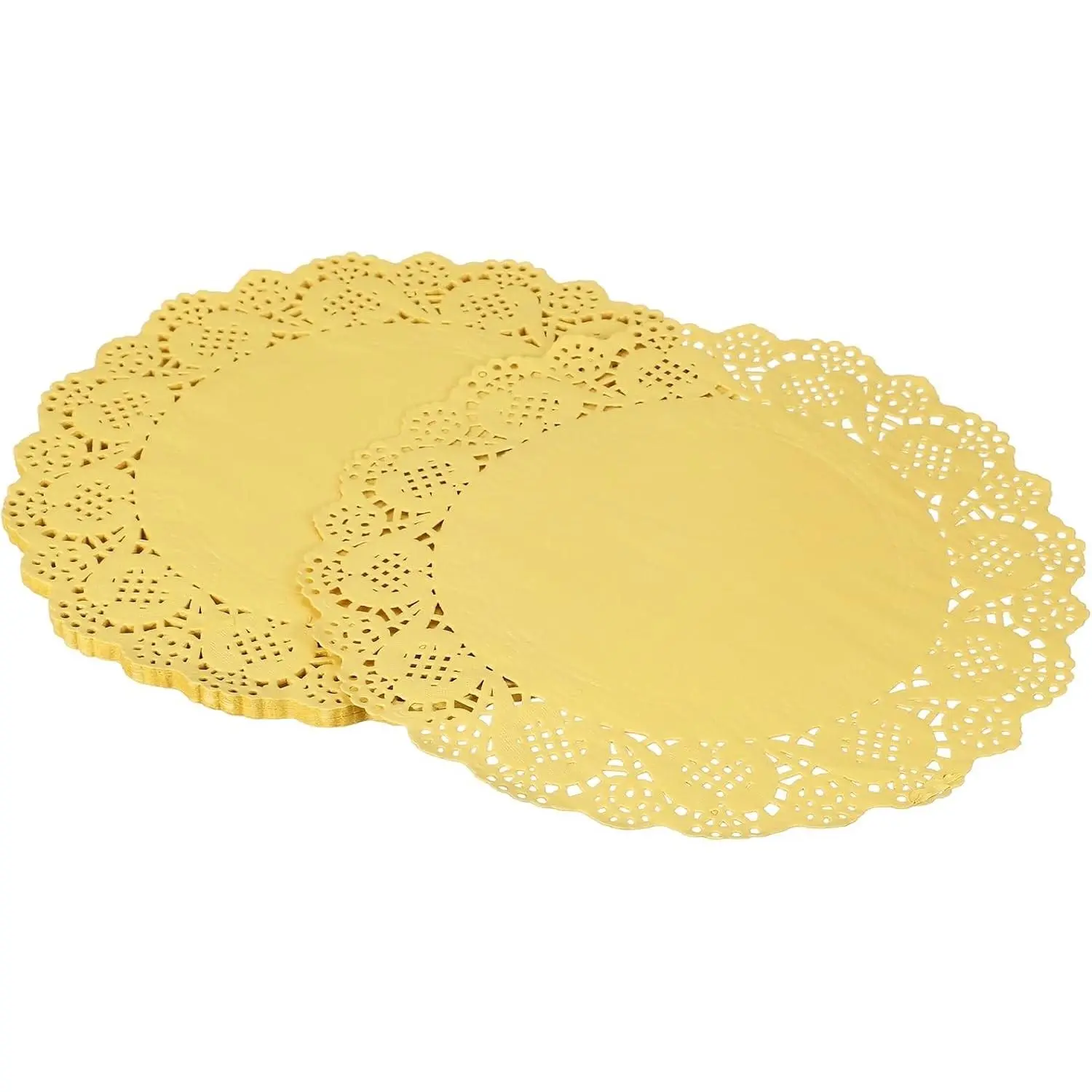 50Pcs Paper Doilies, 10.5" Lace Doilies Round Paper Placemats for Dessert Cake Wedding Birthday Party Decorations Sandwiches Restaurants, Yellow